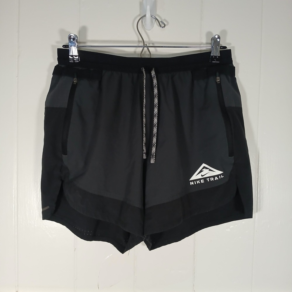 Nike Trail Running Shorts Women Medium Black Grey DN4480-010 Unlined 4" Inseam